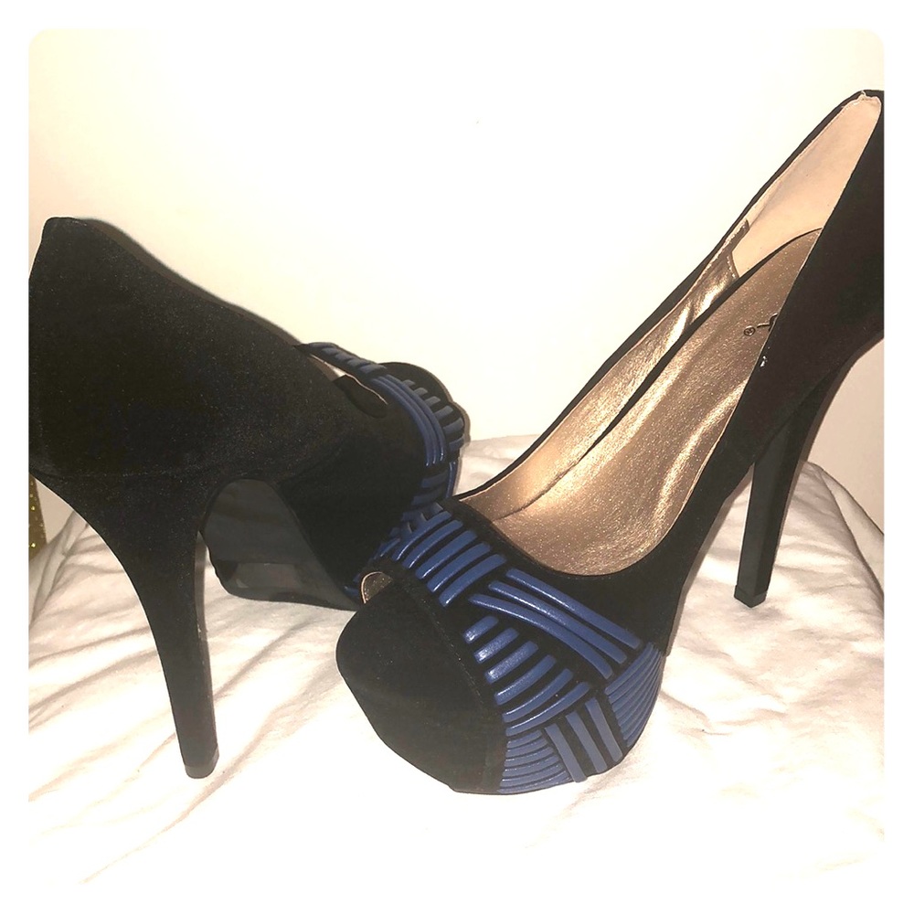Black and blue heels